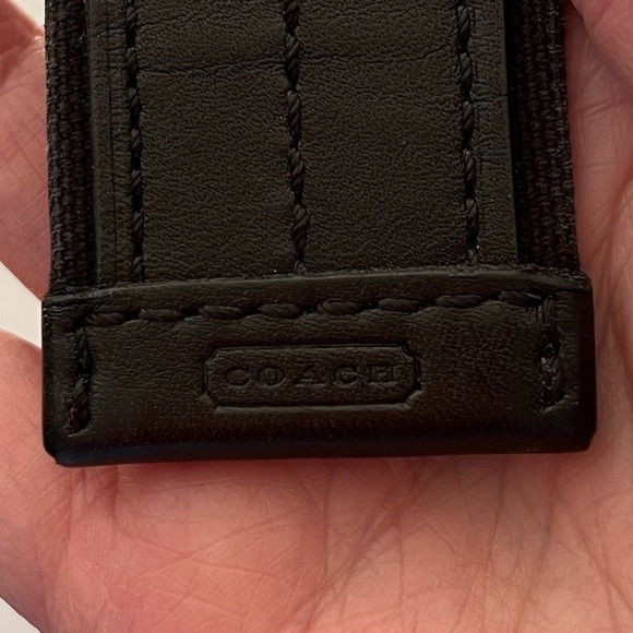 Men's Coach 100% Black Leather Belt Silvertone Buckle - Picture 11 of 13